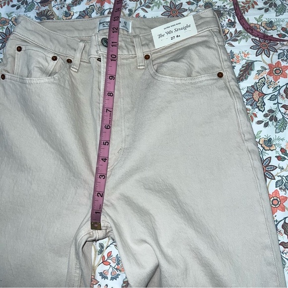 Abercrombie & Fitch Jeans Women’s 27 4 R The 90's Straight Ultra High Rise Cream - Picture 8 of 10